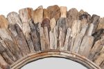 Large Round Wood Chuck Mirror 120 Cm