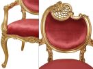 Red Pair of French Rococo Fireside Chairs