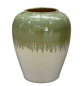 Avocado Green And White Small Vase