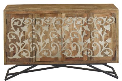 Brass Scroll Mango Credenza