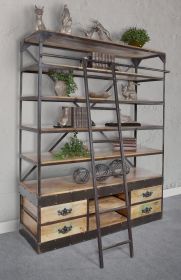 Large Industrial Shelve With Ladder 80 Inches Tall