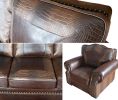 Botswana Croc and Leather Sofa Set of 3 (KIT)