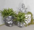 Face Flower Pot M Silver