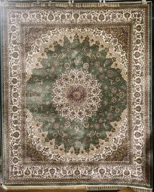 Regal 9 x 11 Green and Ivory Isfahan Design