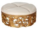 Gold Rococo Ottoman with Cream Fabric