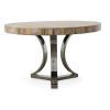 60 Inch Round Petrified Light Wood Table With Stainless Base