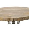 60 Inch Round Petrified Light Wood Table With Stainless Base