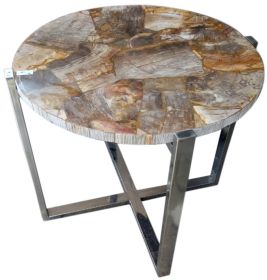 Table Petrified Slab With Stainless Leg Ptr150A