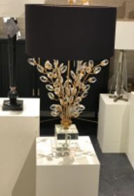 Gold Leafs Lamp With Black Shade