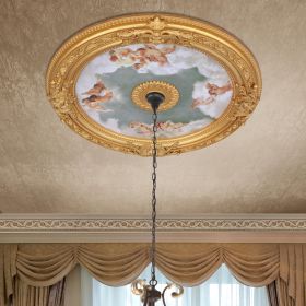 Cherubs Sky Round Chandelier Ceiling Medallion 36in