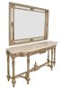 Grand Carved Console and Mirror Set of 2 68"W with Marble Top-Platine