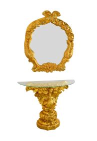 Golden Peacock Console and Mirror