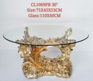 Azalea Golden Coffee Table with Glass