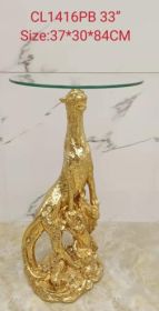 Golden Jaguar Pedestal Accent Table