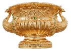 Golden Emerald Peacock Ornate Centerpiece Bowl-Gold