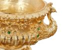 Golden Emerald Peacock Ornate Centerpiece Bowl-Gold