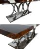 Bayshore Artistic Floating Teak Table with Stainless Stee Base