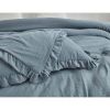 Full Size Blue Stone Washed Ruffled Edge Microfiber 3-Piece Comforter Set