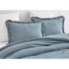 Queen Oversized Blue Ruffled Edge Microfiber Comforter Set