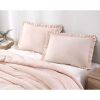 Full Size Pink Stone Washed Ruffled Edge Microfiber Comforter Set