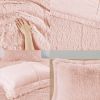 Full/Queen Pink Blush Soft Sherpa Faux Fur 3-Piece Comforter Set