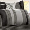 King Size 7 Piece Bed In A Bag Comforter Set Faux Silk Black Gray Stripes