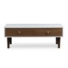 Modern Mid-Century Style White Wood Coffee Table with 2 Drawers