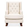 Beige Soft Tufted Upholstered Wingback Rocker Rocking Chair