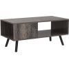 Modern Mid-Century Coffee Table Living Room Storage Shelf in Rustic Black Wood