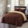 Twin/Twin XL Traditional Microfiber Reversible 3 Piece Comforter Set in Brown