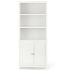 White Bathroom Linen Tower Towel Storage Cabinet with 3 Open Shelves