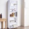 Modern 5-Tier Bookcase Storage Shelf in White Wood Finish