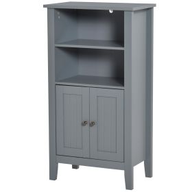 Gray 2 Tier Shelf Hidden Storage Bathroom Floor Cabinet