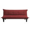 Contemporary Futon Style Sleeper Sofa Bed in Red Microfiber