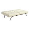 Split-back Modern Futon Style Sleeper Sofa Bed in Vanilla Faux Leather