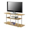 Modern Wood Metal TV Stand Entertainment Center in Light Oak Finish