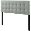 Full size Grey Fabric Button-Tufted Upholstered Headboard