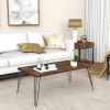 Rustic FarmHouse Wooden Coffee Table with Modern Metal Legs