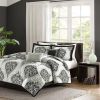 Full / Queen 5-Piece Black White Damask Print Comforter Set