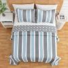 Full/Queen 3 Piece Coastal Starfish Sand Dollar Grey Blue White Quilt Set