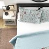 Full/Queen 3-Piece Farmhouse Blue Teal Floral Vines Cotton Reversible Quilt Set