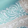 Full / Queen size 5-Piece Damask Comforter Set in Light Blue White and Grey