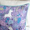 Full/Queen 100% Cotton Kids Teal Purple Unicorn Quilt Coverlet Bedspread Set