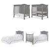 Solid Pine Wood 3-in-1 Convertible Baby Crib Daybed Toddler Bed in Grey Finish