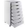 Modern Scandinavian Style 7-Drawer Storage Cabinet Chest in White Finish