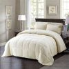 Full/Queen Traditional Microfiber Reversible 3 Piece Comforter Set in Ivory