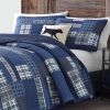 King size 100-Percent Cotton Reversible 3 Piece Blue Patchwork Quilt Set