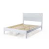 King Size Rustic White Mid Century Slatted Platform Bed