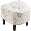 Letter Print French Upholstered Barrel Chair and Ottoman Set