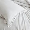 Queen Oversized Grey Ruffled Edge Microfiber Comforter Set